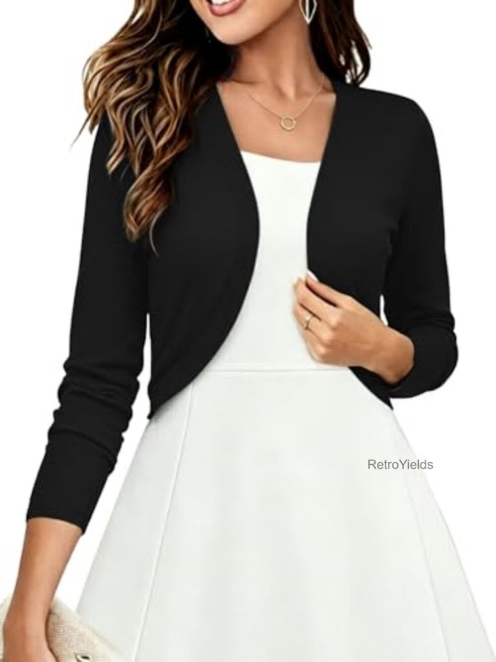 Women's Long Sleeve Cropped Shrug Cardigan Sweater for Dress